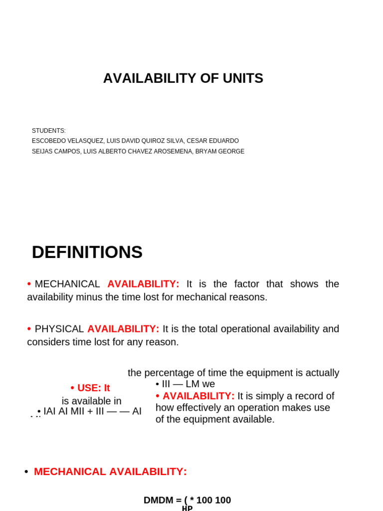 AVAILABILITY-MECHANICS.pptx | PDF