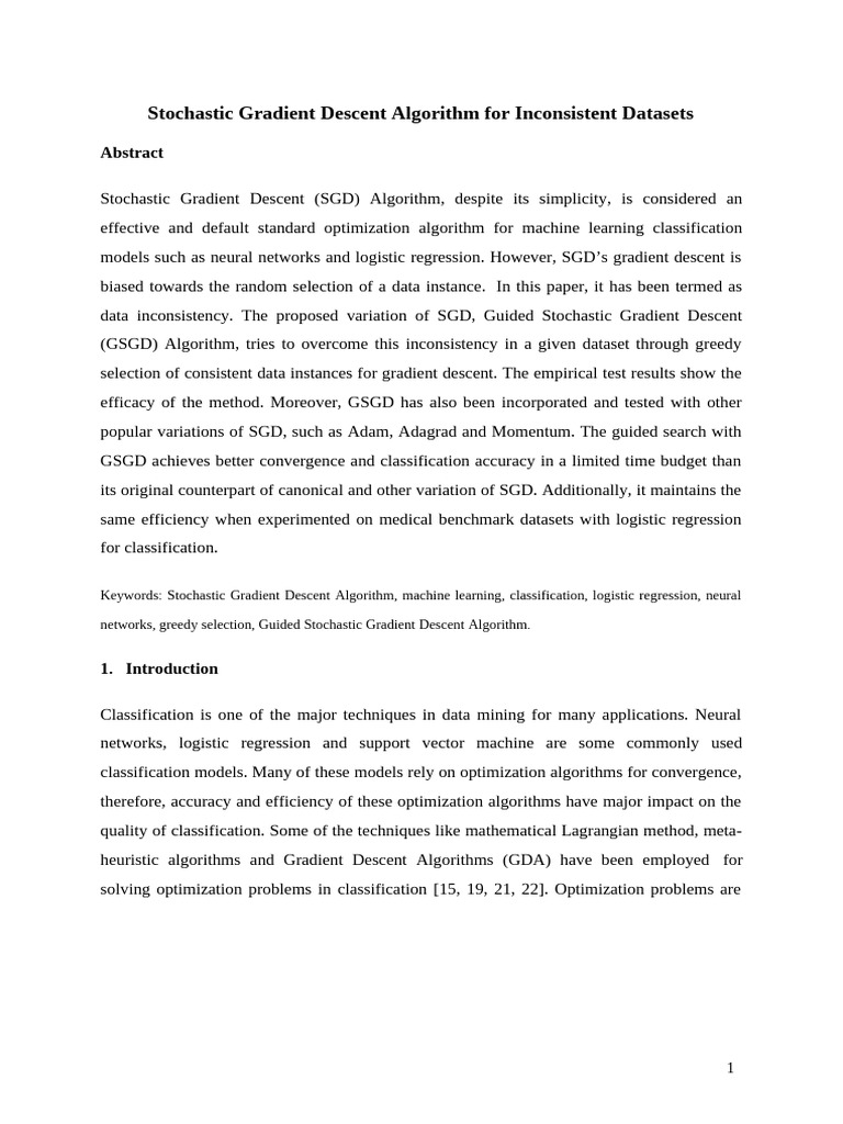 Guided SGD for Inconsistent Datasets | PDF | Computational Neuroscience ...