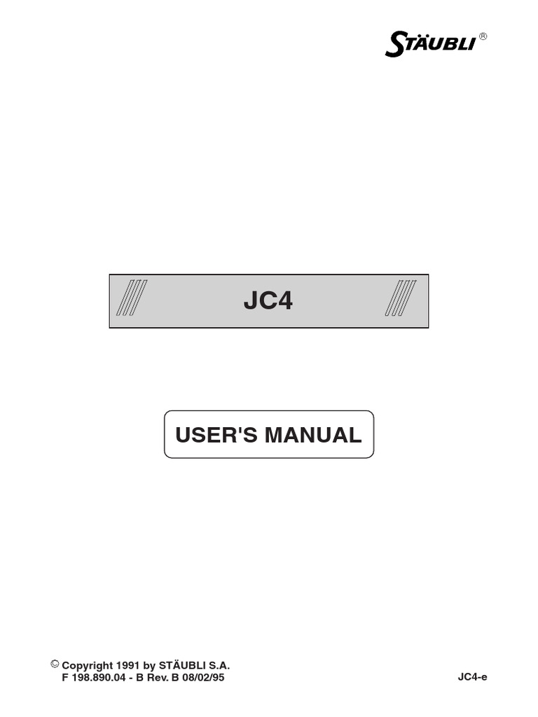 User'S Manual: JC4-e F 198.890.04 - B Rev. B 08/02/95 | PDF | Floppy ...