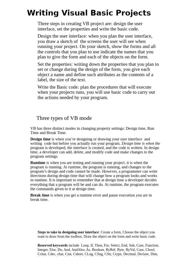 Visual Basic Project Creation Guide | PDF | Command Line Interface ...