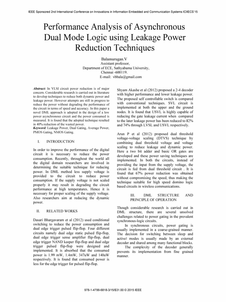Asynchronous Dual Mode Logic Power Reduction | PDF | Logic Gate ...