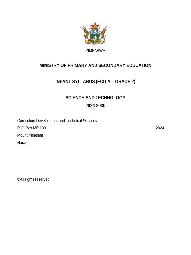 ECD Science and Technology Syllabus 2024-2030 | PDF | Learning | Hygiene