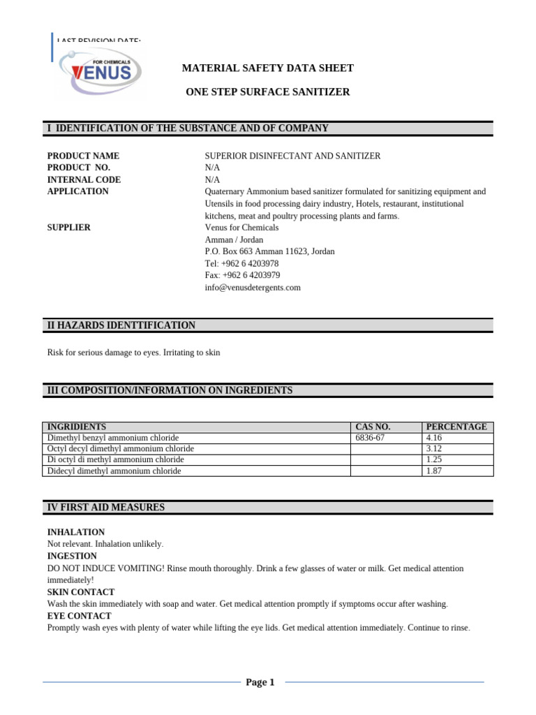 DISINFECTANT AND SANITIZER Sink Sanitizer | PDF | Disinfectant ...