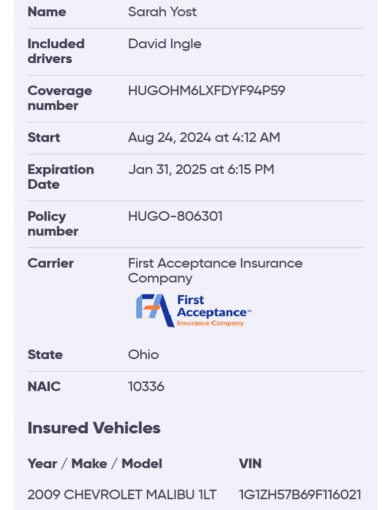Ohio Auto Insurance Policy Details | PDF