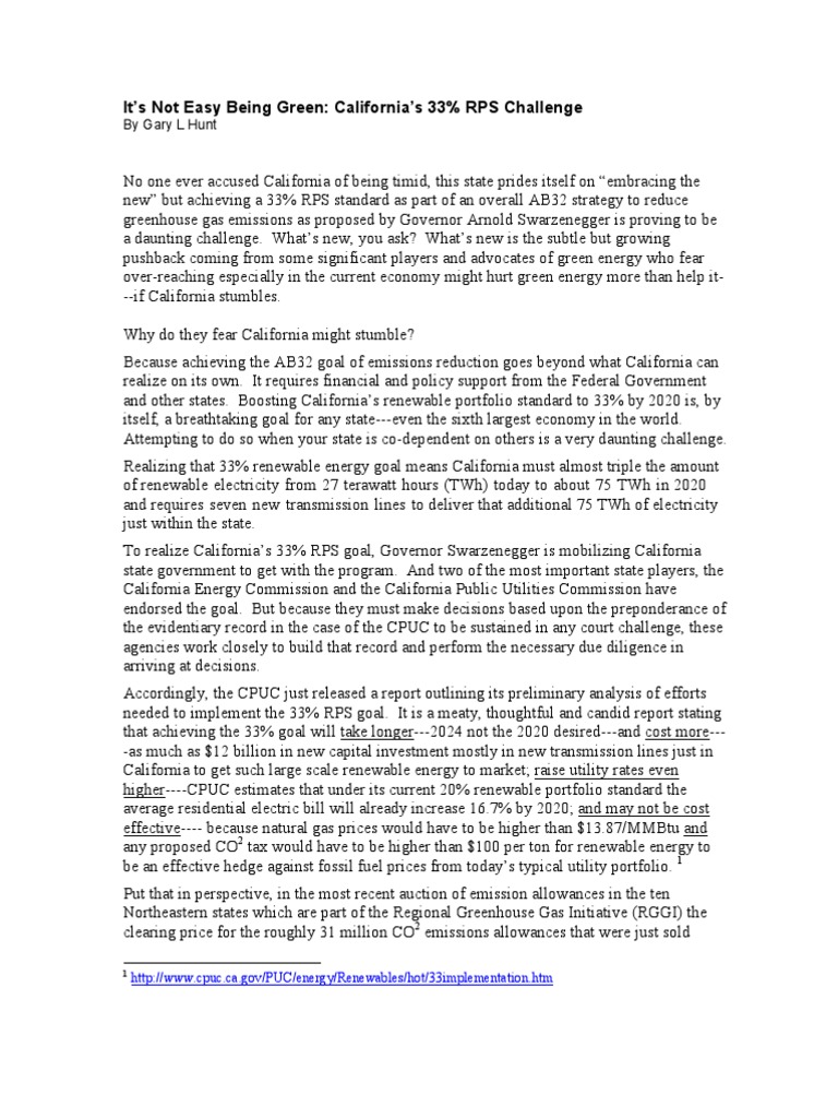 California's 33% RPS Challenge Explained | PDF | Renewable Energy ...