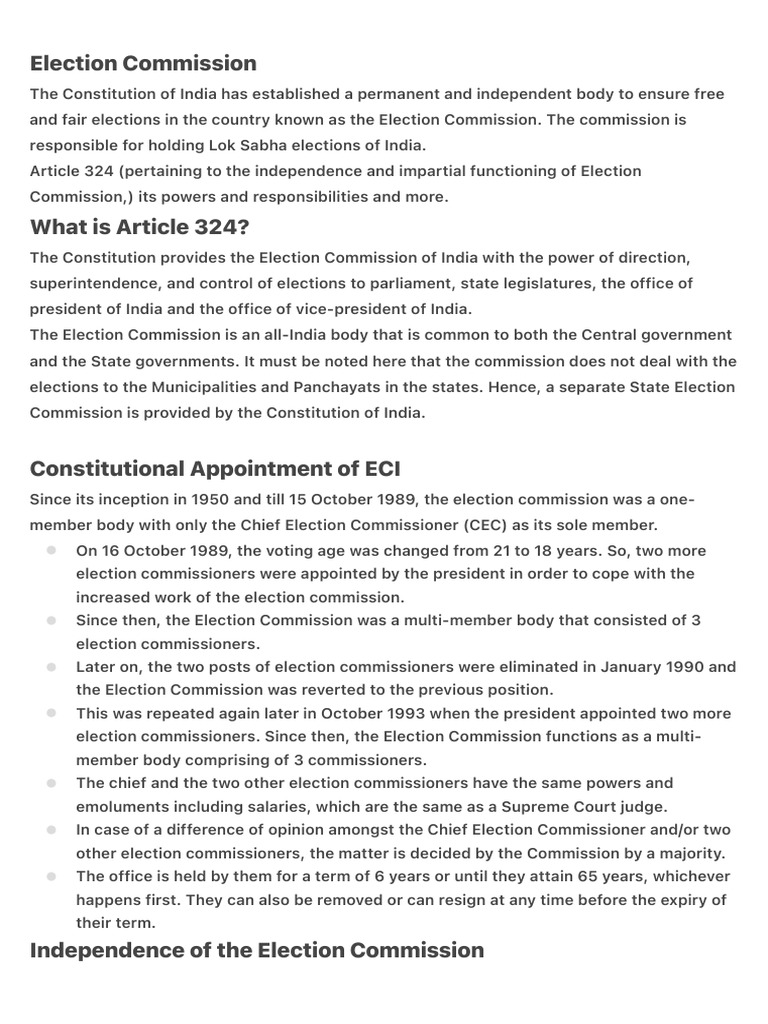 Election Commission | PDF | Elections | Public Law