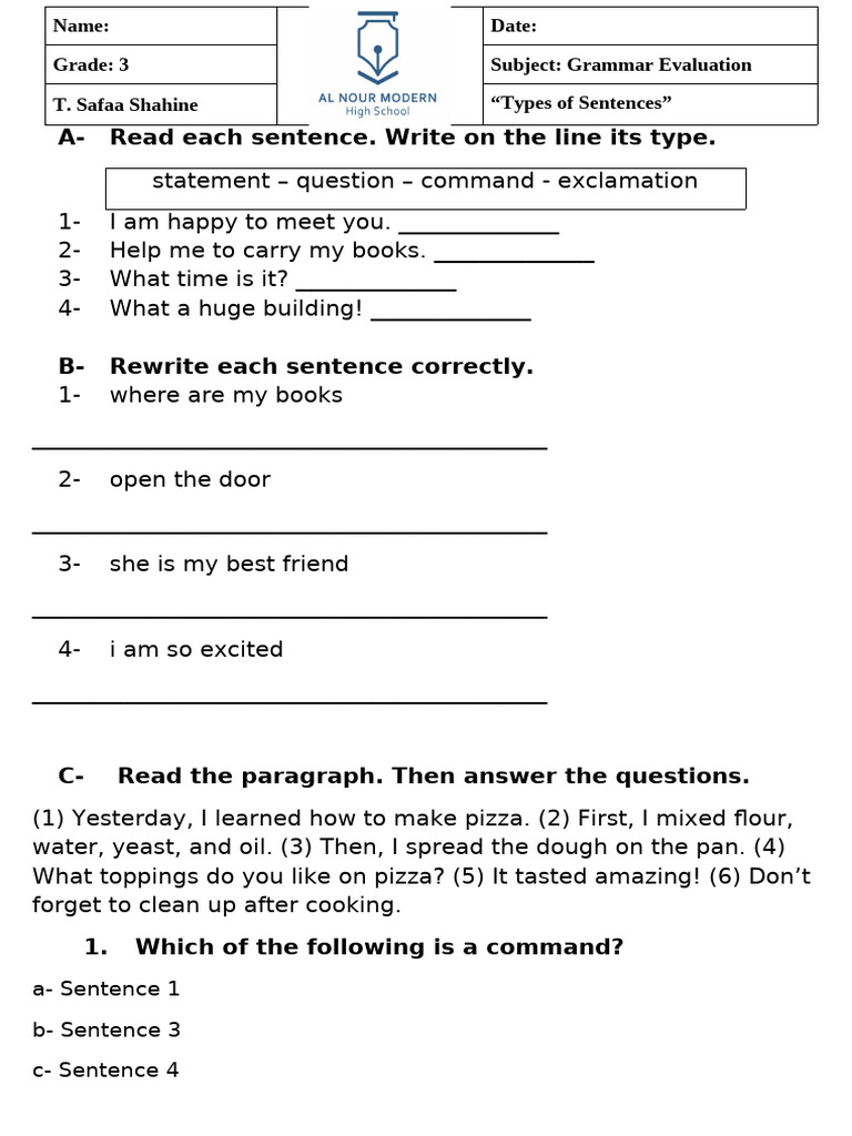 Types of Sentences | PDF