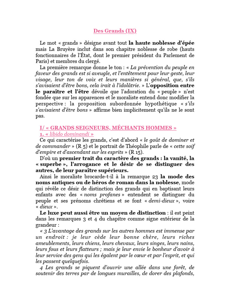 Les Grands : Vanité et Malignité Sociale | PDF
