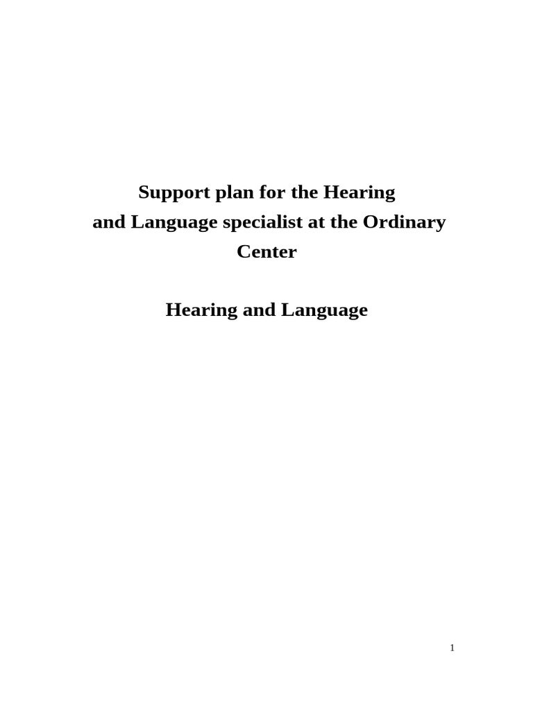 Support Plan | PDF | Special Education | Hearing Loss