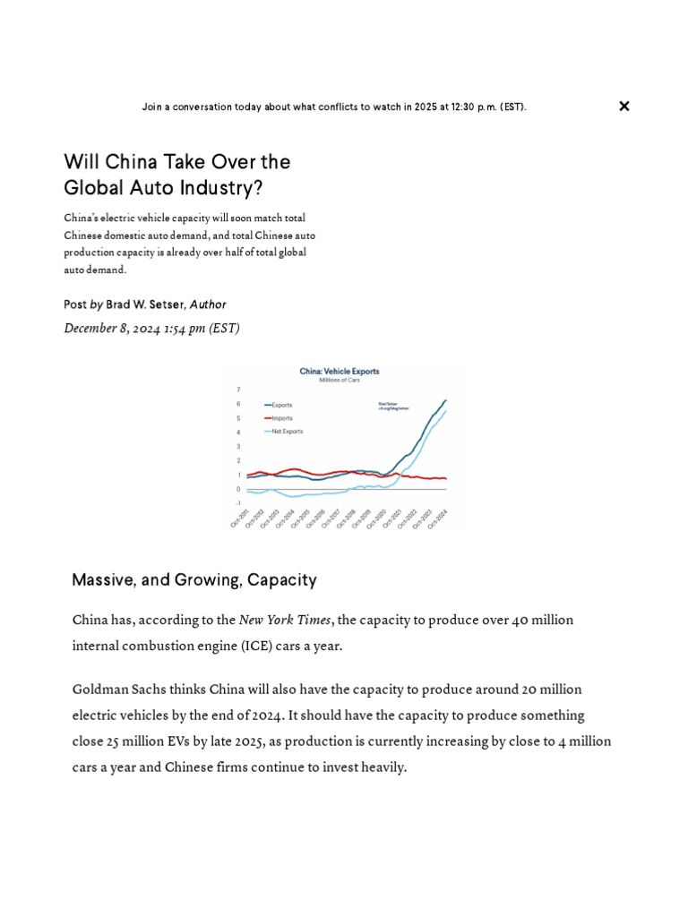 Will China Take Over The Global Auto Industry - Council On Foreign ...