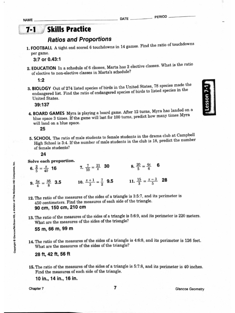 7 1 To 7 6 Skills Practice Review Key | PDF