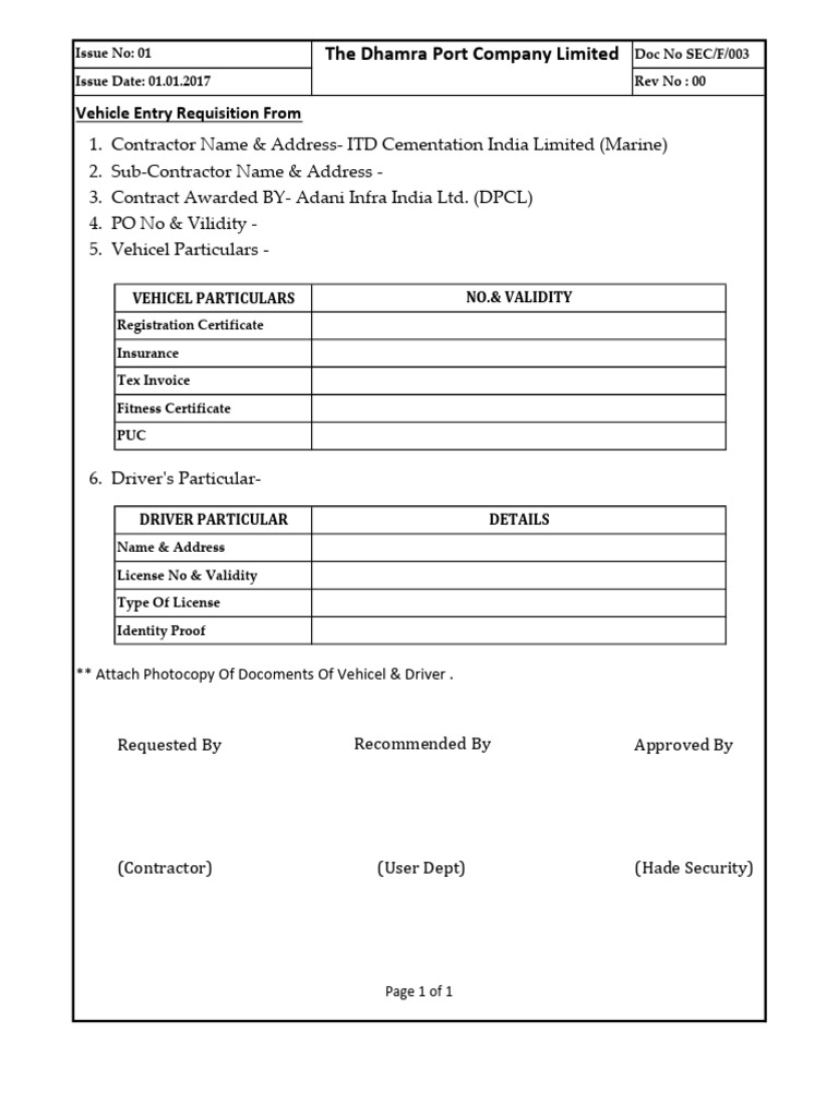 Vehicle Entry From | PDF