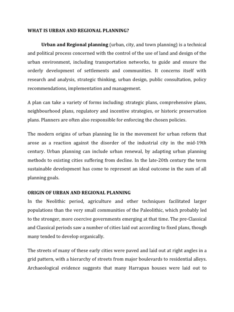 Understanding Urban and Regional Planning | PDF | Urban Planning ...