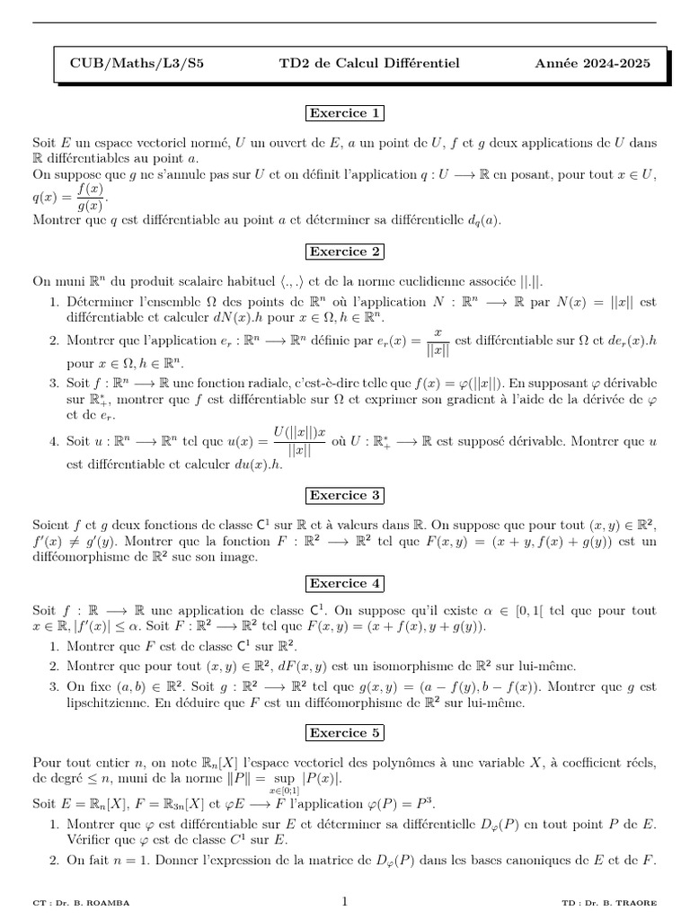 Calcul différentiel en espaces vectoriels | PDF | Variété ...