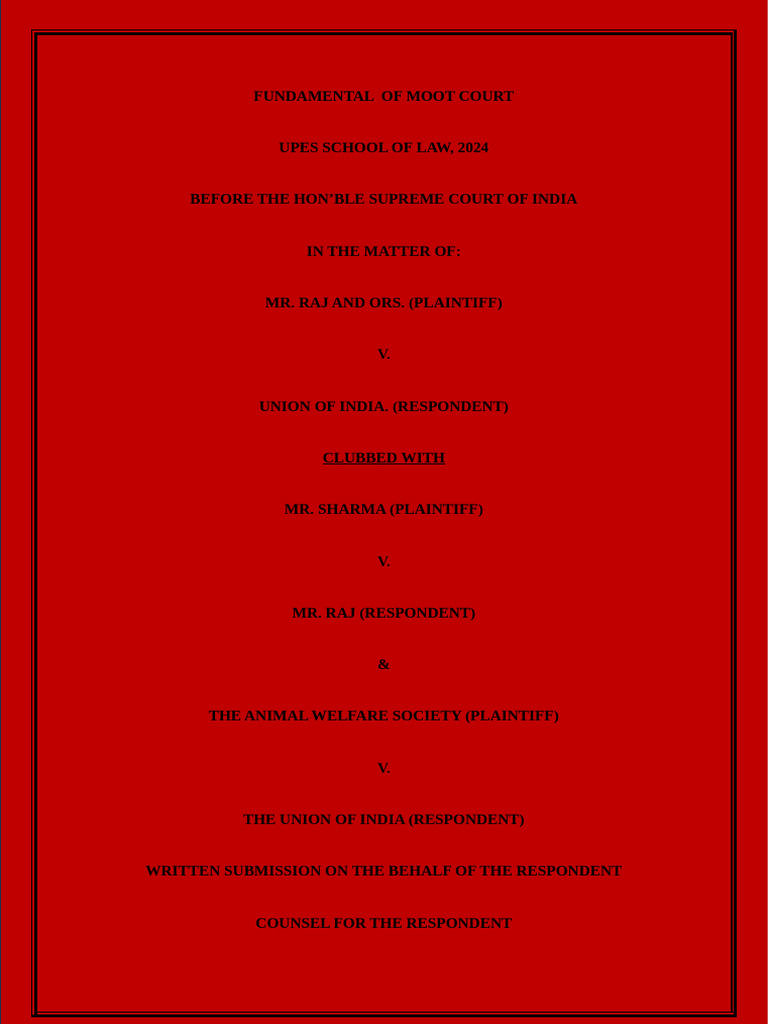 Memorial TC12 | PDF | Legal Liability | Animal Testing