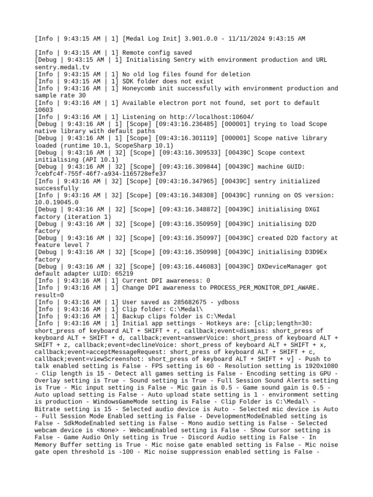 Medal App Initialization Log 3.901 | PDF | Keyboard Shortcut | Computer ...