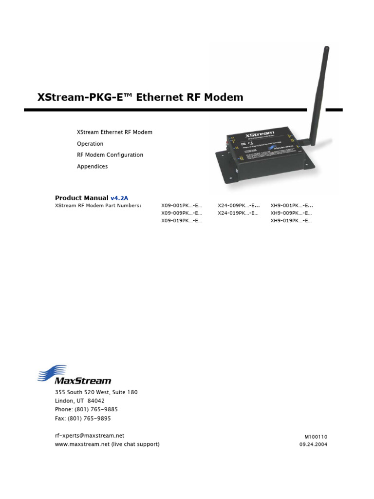 XStream-PKG-E Ethernet RF Modem Manual | PDF | Modem | Computing