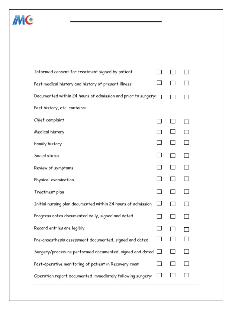 Medical Record Review Checklist | PDF