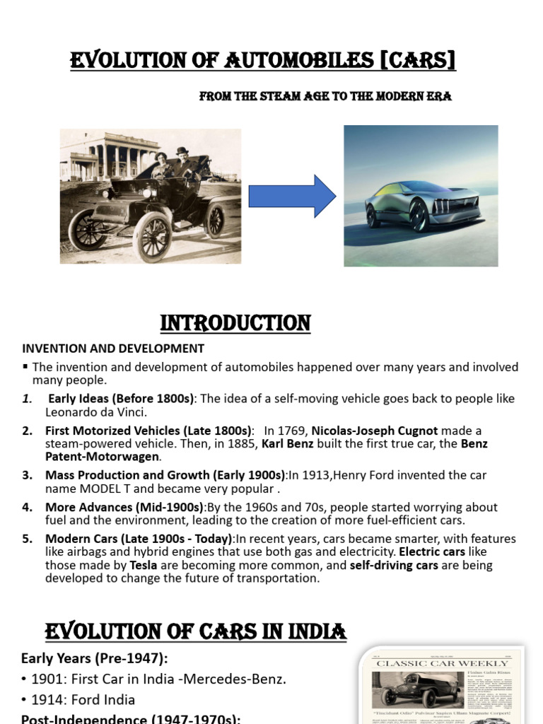 Evolution of Cars: History & Impact | PDF | Car | Electric Vehicle