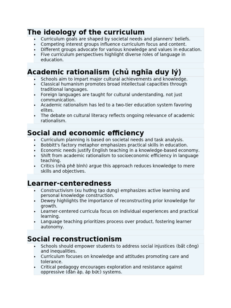 Curriculum Ideologies and Language Education | PDF | Curriculum | Learning
