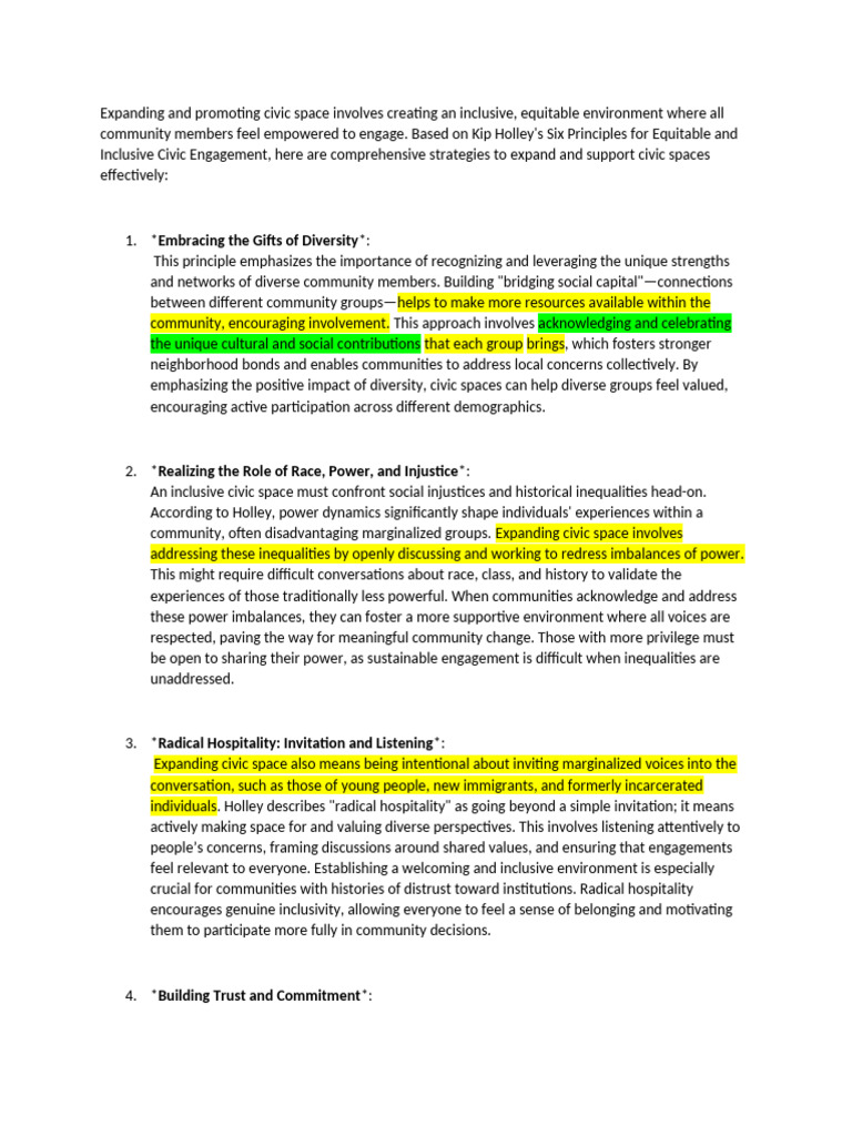 Six Principles for Inclusive Civic Engagement | PDF | Civic Engagement ...