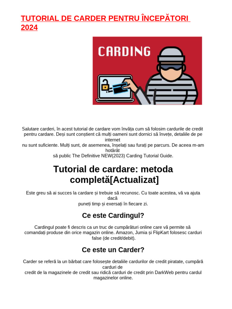 Tutorial de Carding Pentru Începători 2024 | PDF