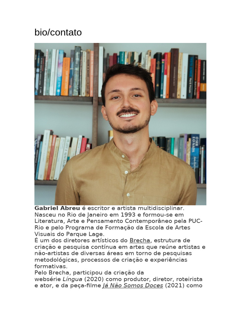 Gabriel Abreu: Escritor e Artista Multidisciplinar | PDF