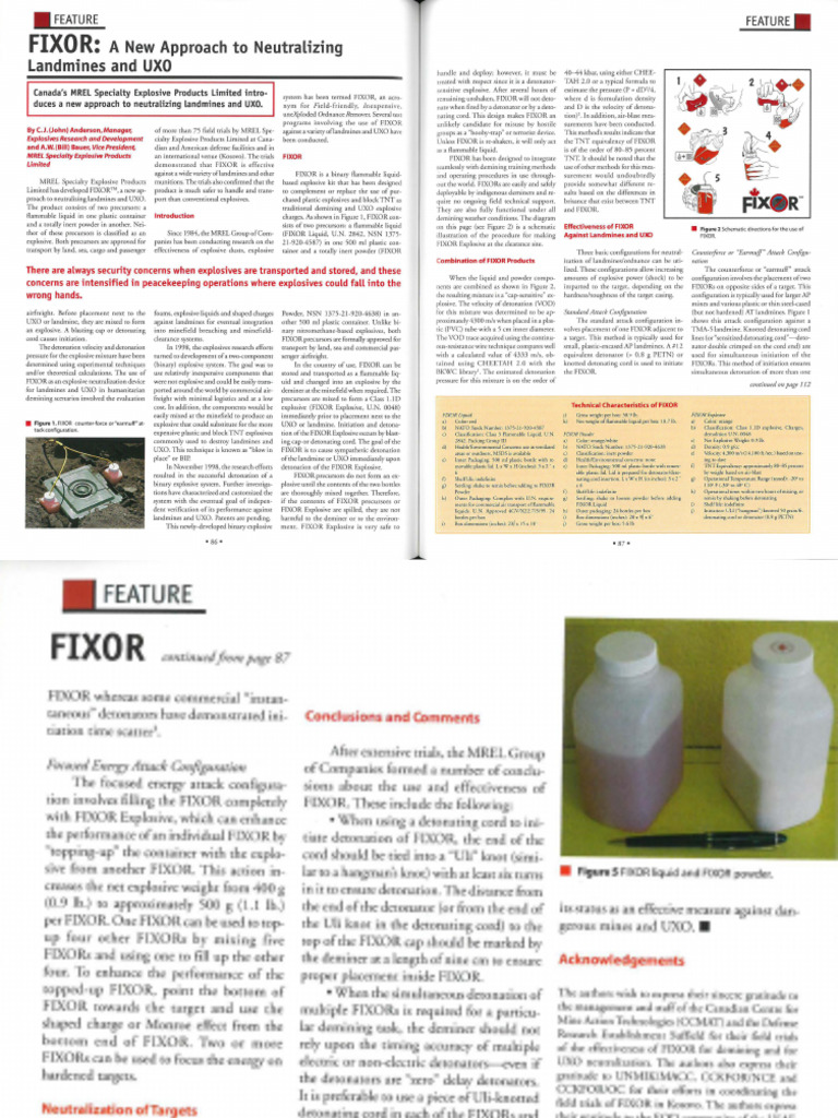 FIXOR - A New Approach To Neutralizing Landmines and UXO | PDF | Land ...