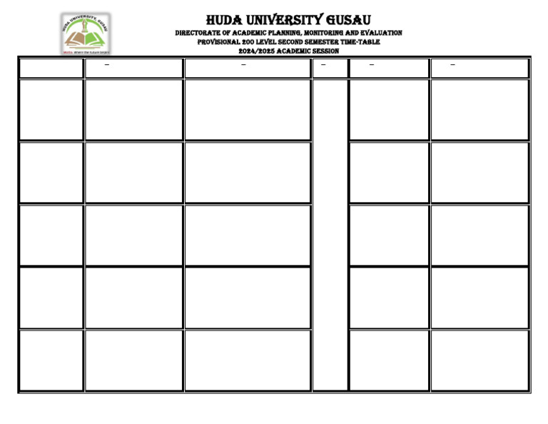 200 Level Second Semester Timetable | PDF