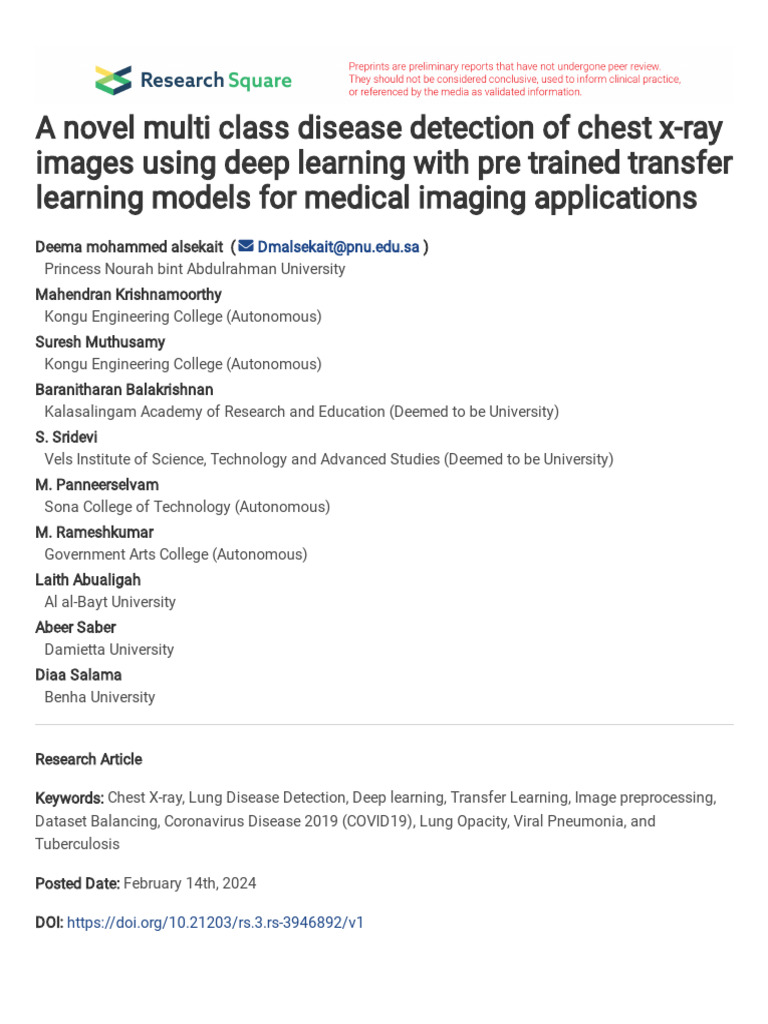 A Novel Multi Class Disease Detection of Chest X-R | PDF | Machine ...