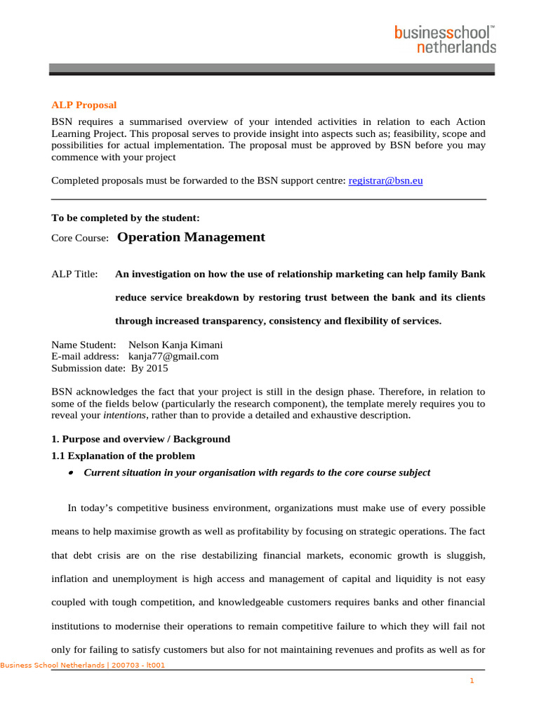 ALP Proposal: Enhancing Trust in Banking | PDF | Banks | Business