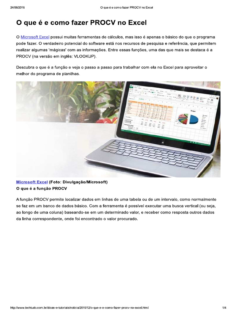 PROCV No Excel - Dicas e Tutoriais - TechTudo | PDF