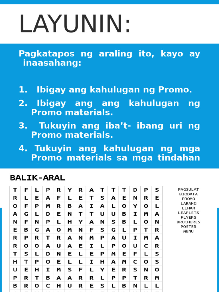 Aralin 4 Promo Materials 1 2 | PDF