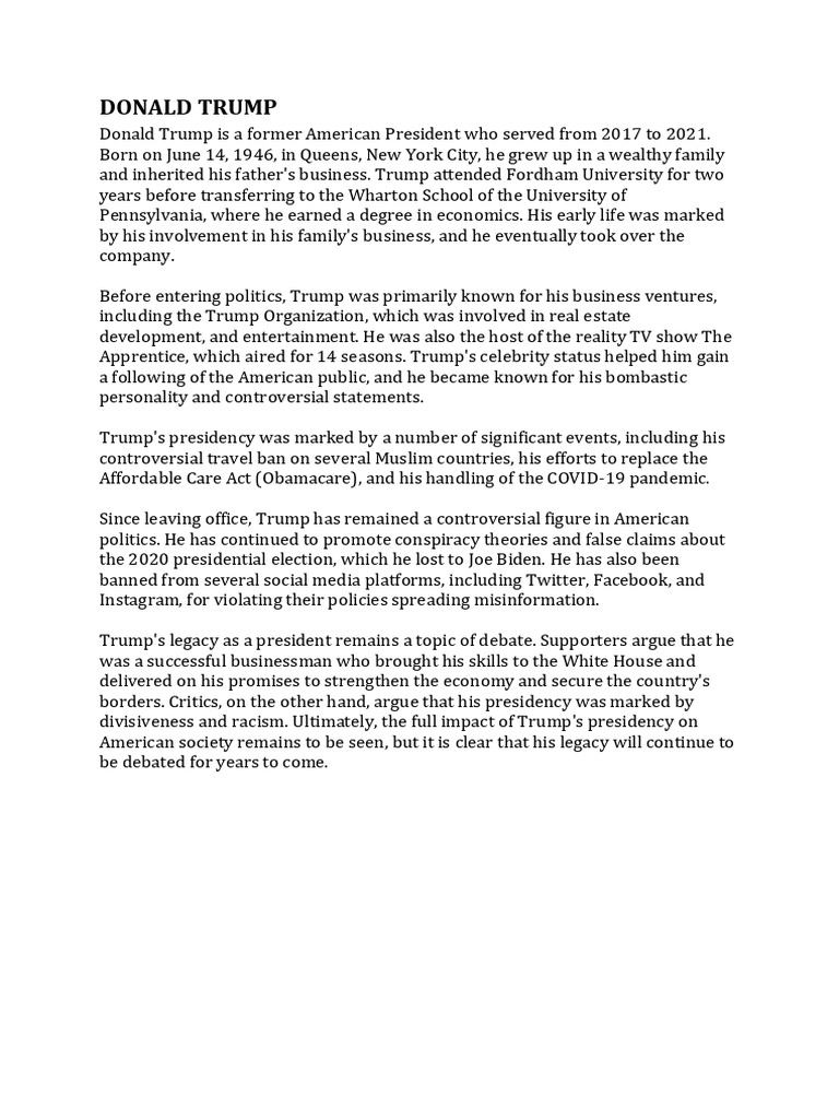 Overview of Donald Trump's Presidency | PDF