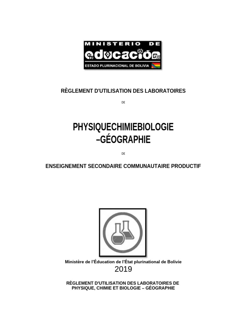 RÈGLEMENT DES LABORATOIRES DE PHYSIQUE, CHIMIE ET BIOLOGIE.pdf | PDF ...