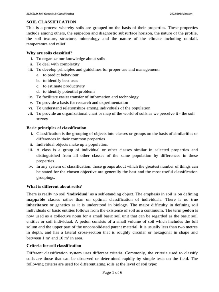 Slm513 Soil Classification | PDF | Soil | Soil Science
