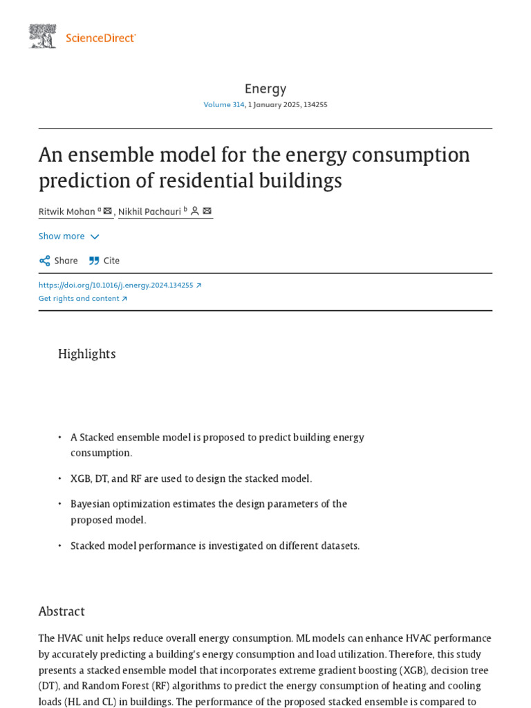 An Ensemble Model For The Energy Consumption Prediction of Residential ...