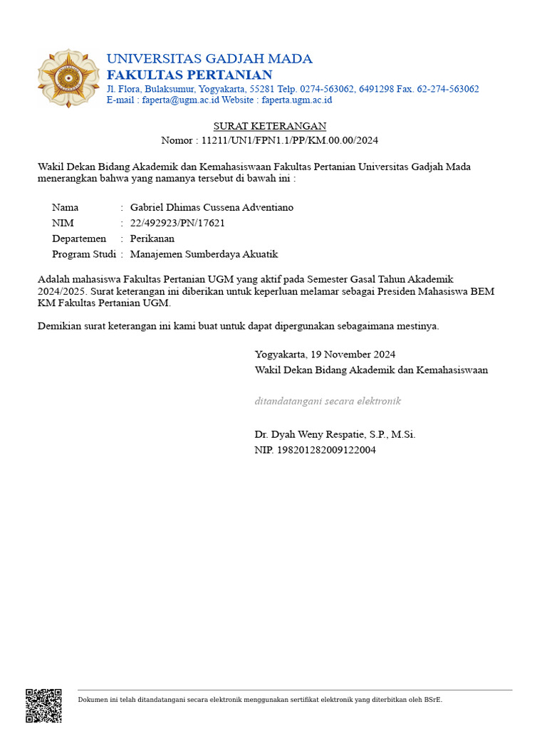 Surat Aktif Mahasiswa | PDF