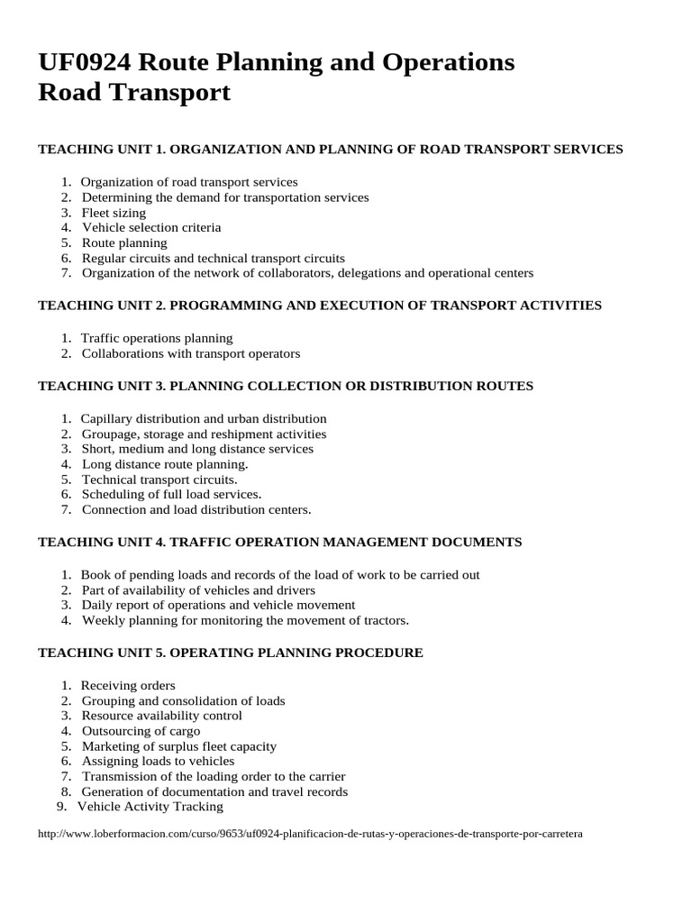 Route Planning in Road Transport Operations | PDF