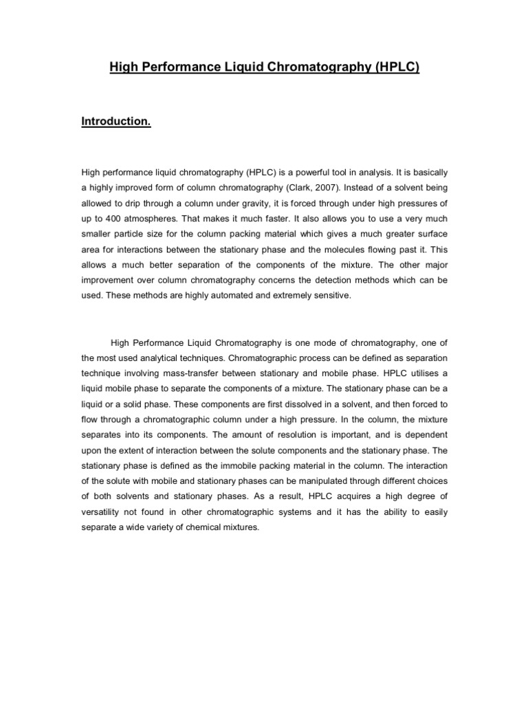 High Performance Liquid Chromatography PDF High Performance Liquid