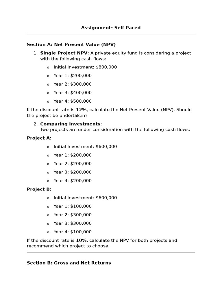 Investment Analysis: NPV, Returns, IRR | PDF | Net Present Value | Money