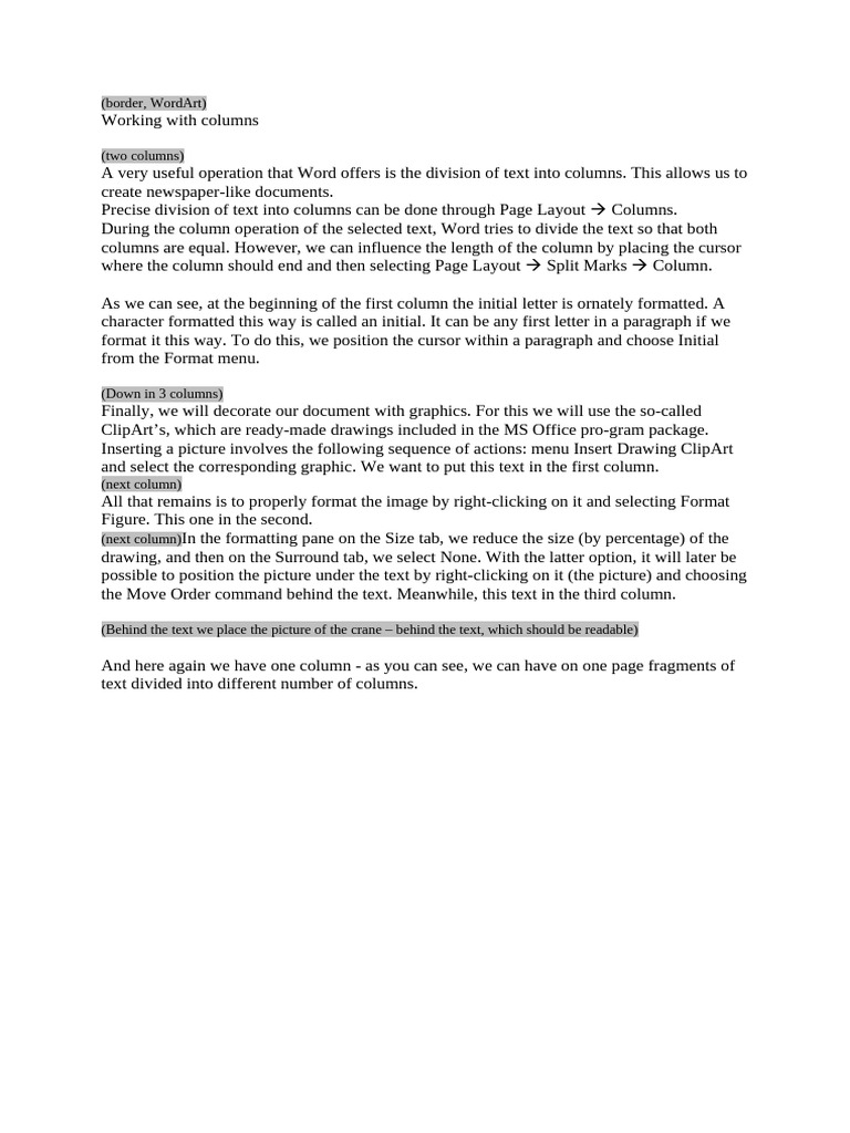 Creating Newspaper Columns in Word | PDF