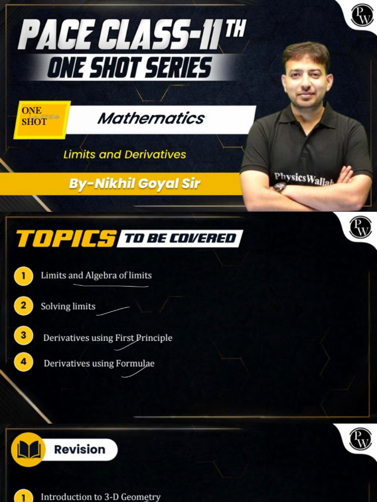 Limits and Derivatives - Class Notes - Pace Class - 11th One Shot ...
