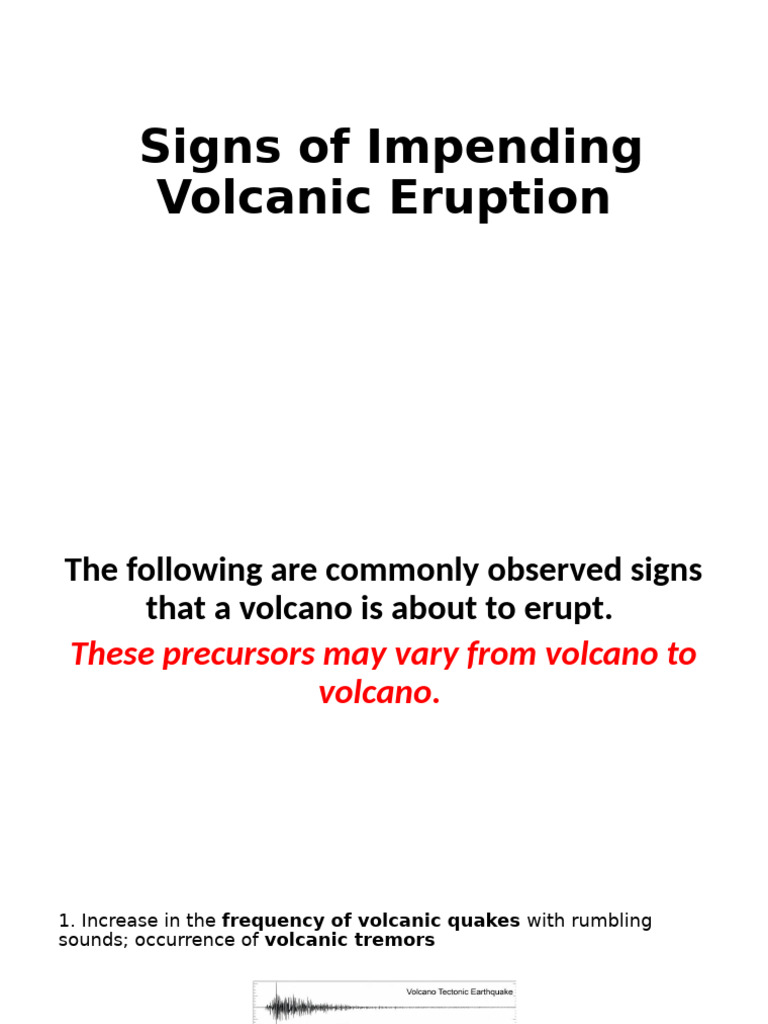 13 Signs of Impending Volcanic Eruption | PDF | Volcano | Geological ...