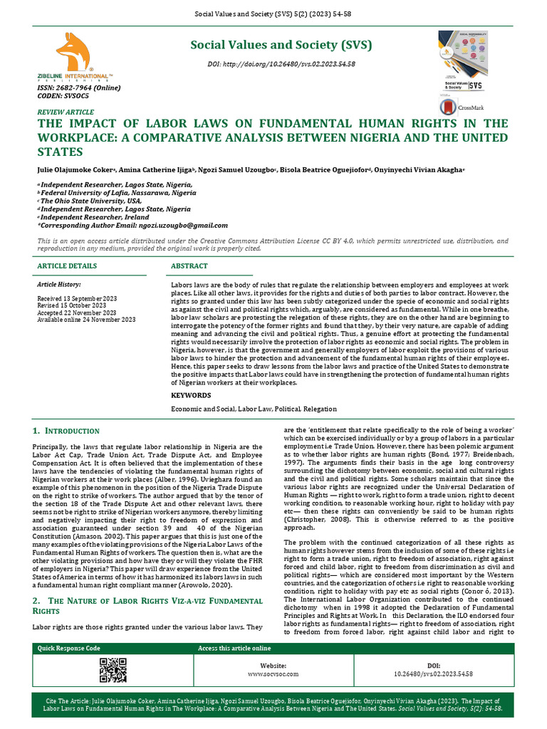 Labor Laws: Nigeria vs. USA | PDF | Employment | Labour Law