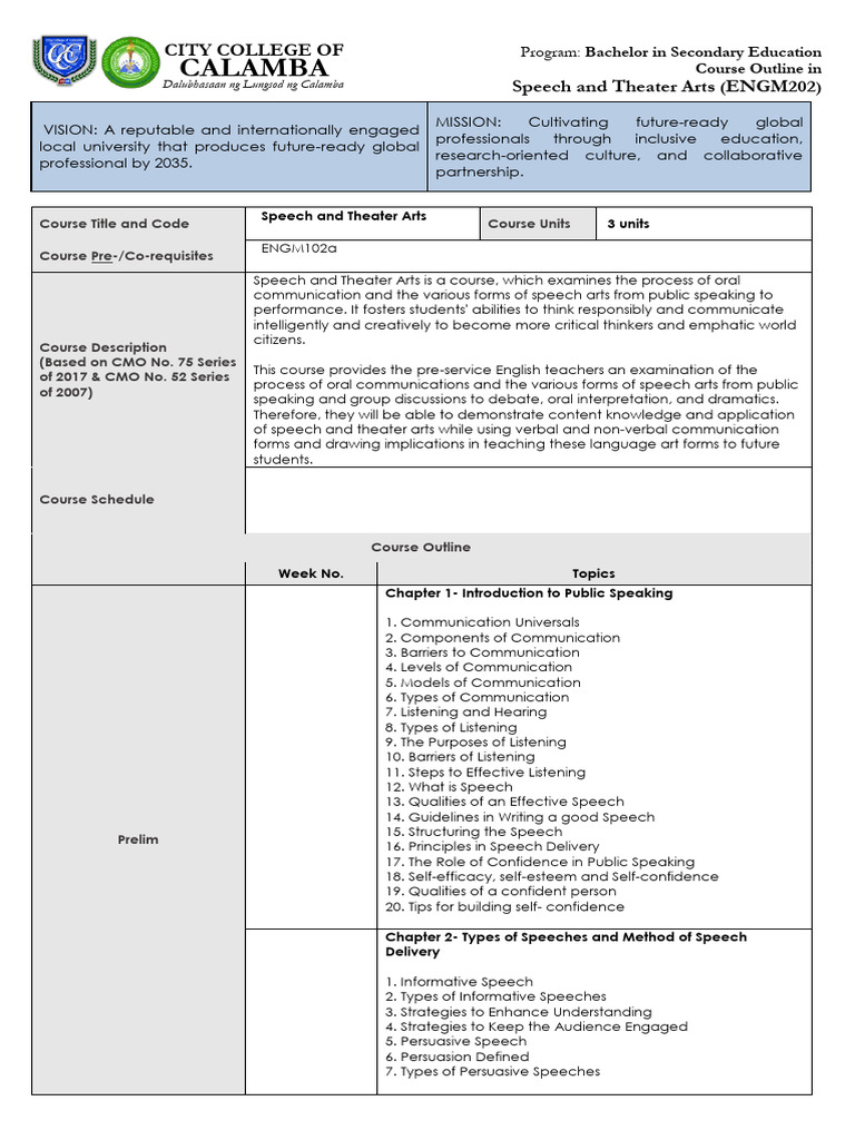 Speech & Theater Arts Course Guide | PDF | Public Speaking | Communication