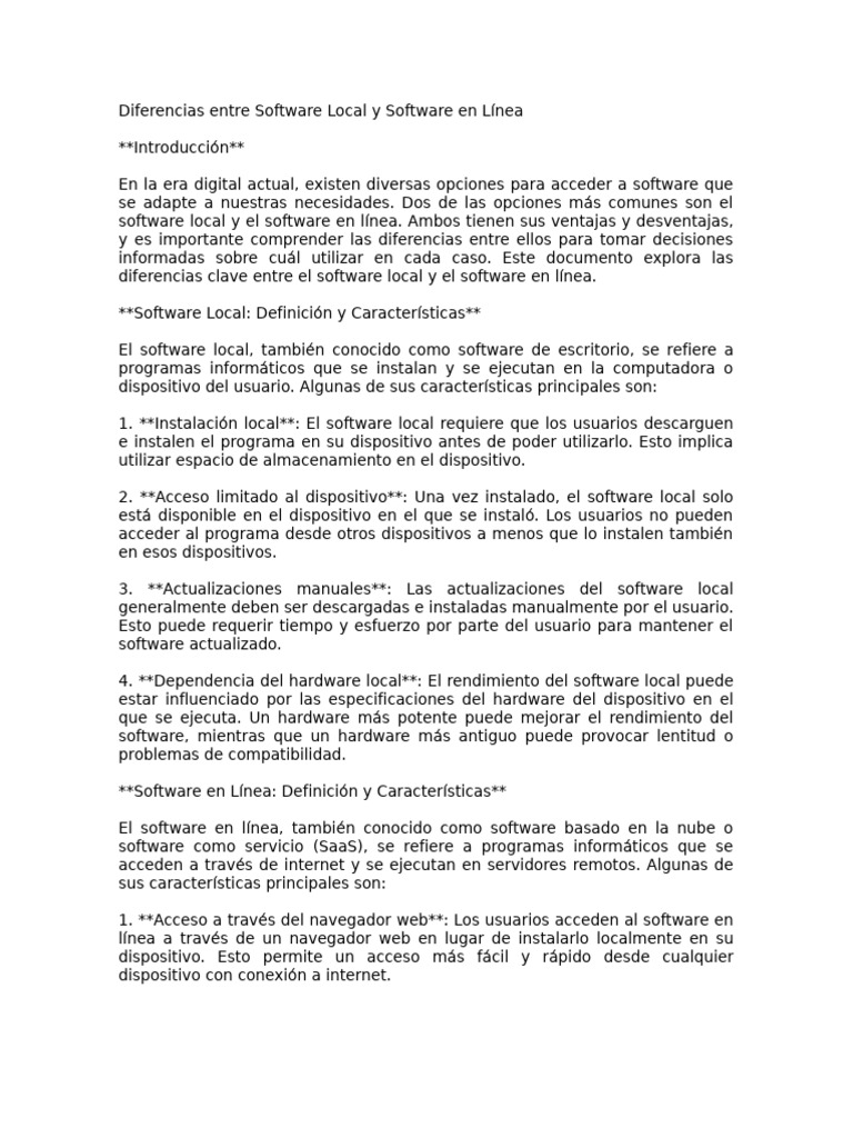 Comparativa: Software Local vs. En Línea | PDF | Software | Internet