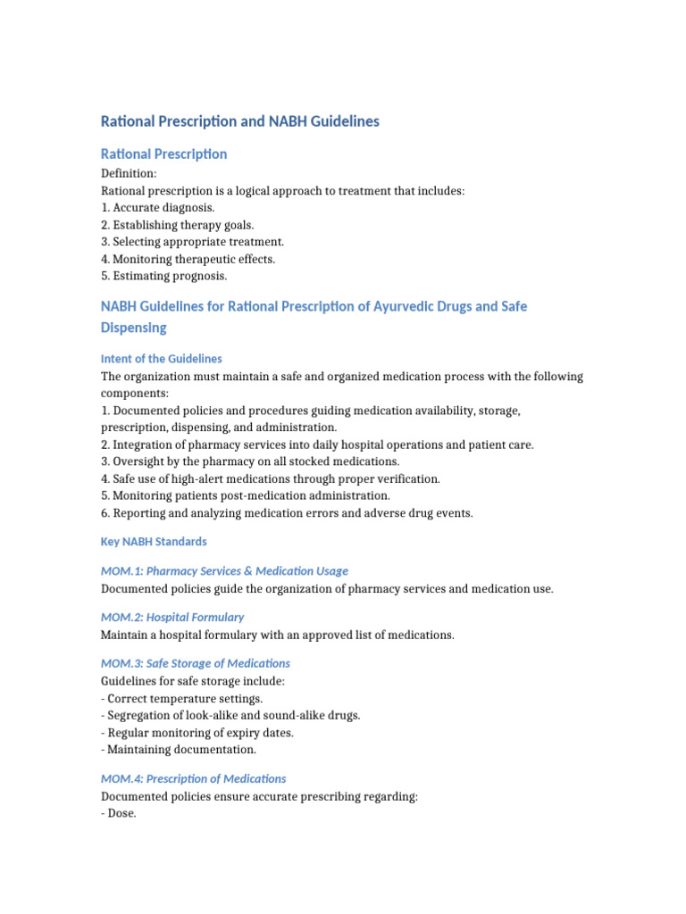 Rational Prescription and NABH Guidelines | PDF | Medical Prescription ...