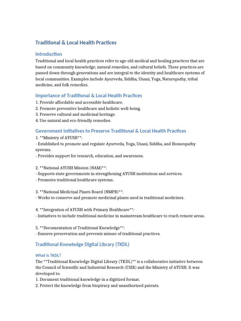 Traditional and Local Health Practices | PDF