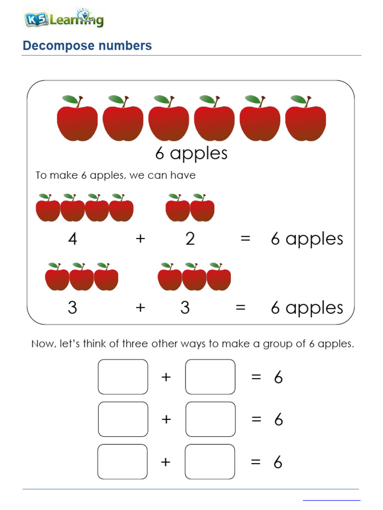 K-5 Decomposing Numbers Worksheet | PDF